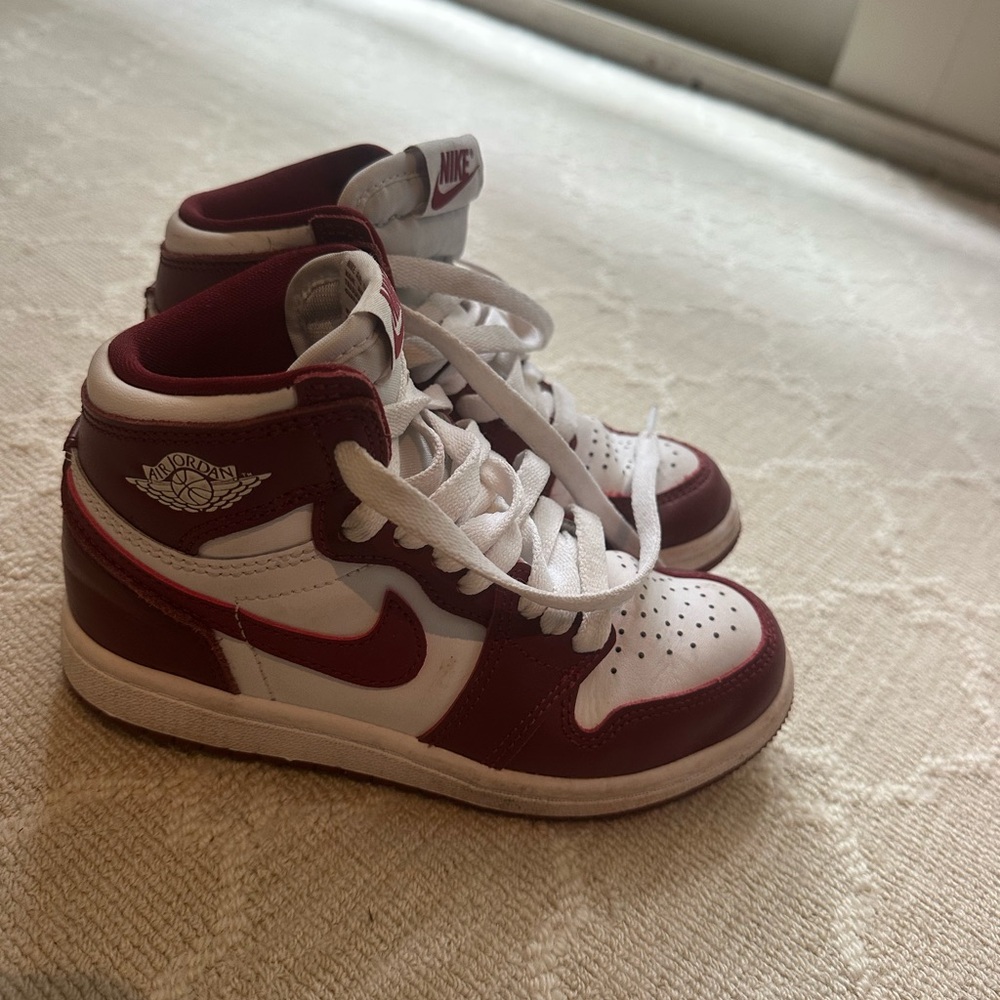 Nike Kids Burgundy and White High-Top Sneakers